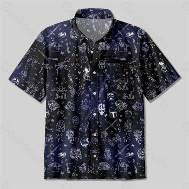 Ugly Sifi Space Funny Button Up Pocket Shirt Up / S Bus526 Yc