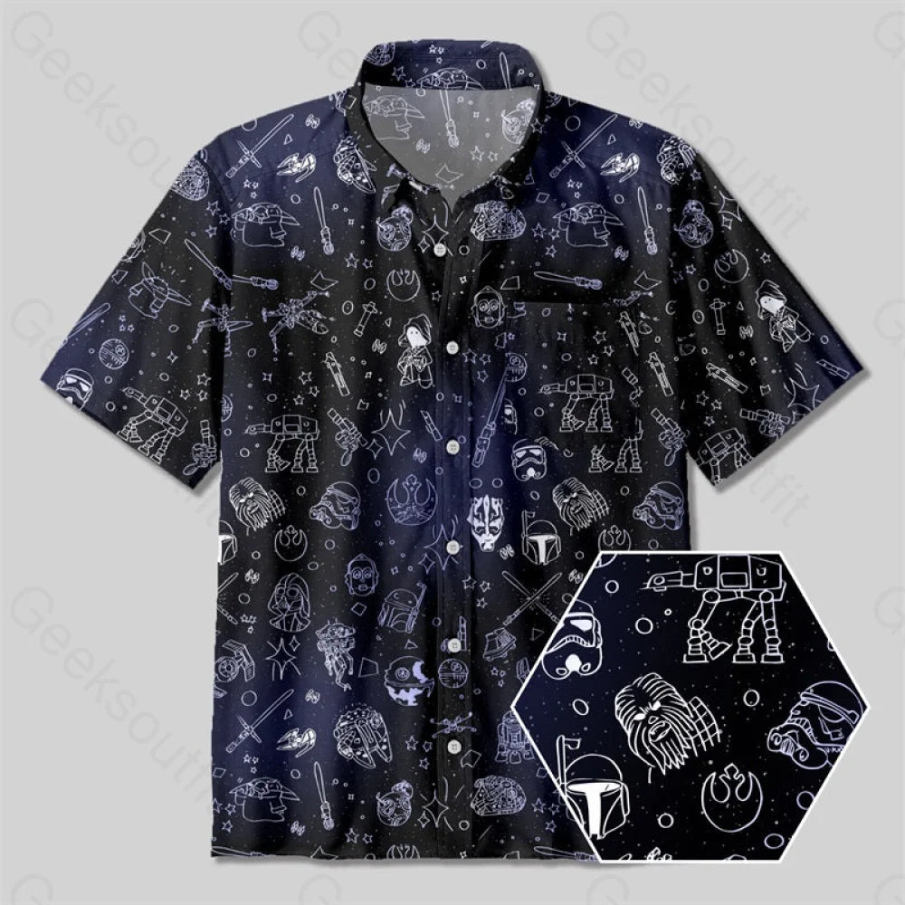 Ugly Sifi Space Funny Button Up Pocket Shirt Yc