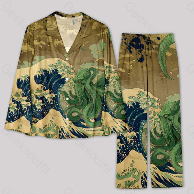 Ukiyoe Waves Cthulhu Pajamas Set S / Geekpj0096 Yc