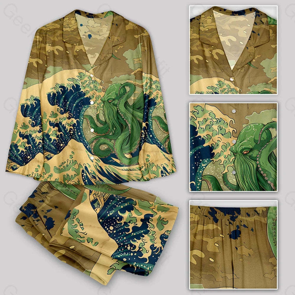 Ukiyoe Waves Cthulhu Pajamas Set Yc