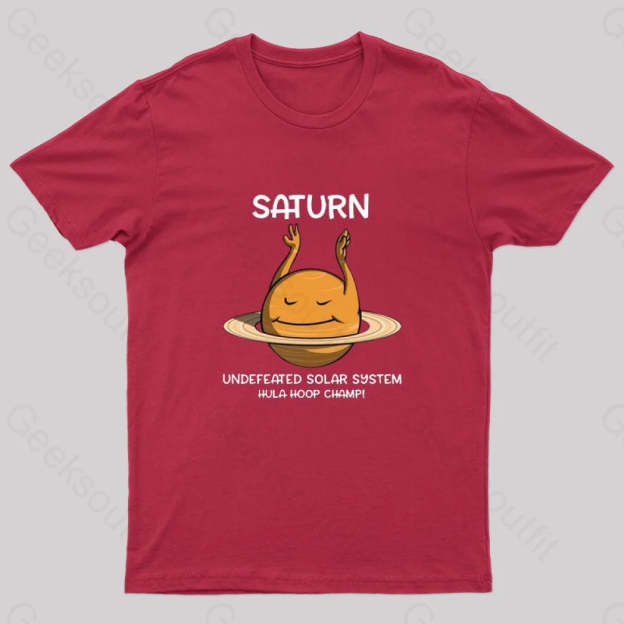 Undefeated Solar System Hula Hoop Champ! Nerd T-Shirt Red / S