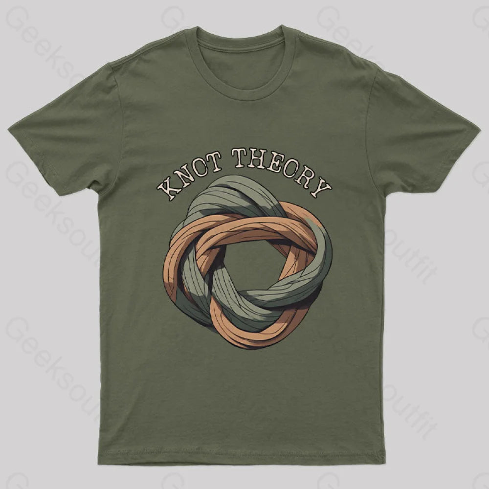Unraveling Knot Theory: A Darkly Nerdy Pun Journey Geek T-Shirt Army Green / S