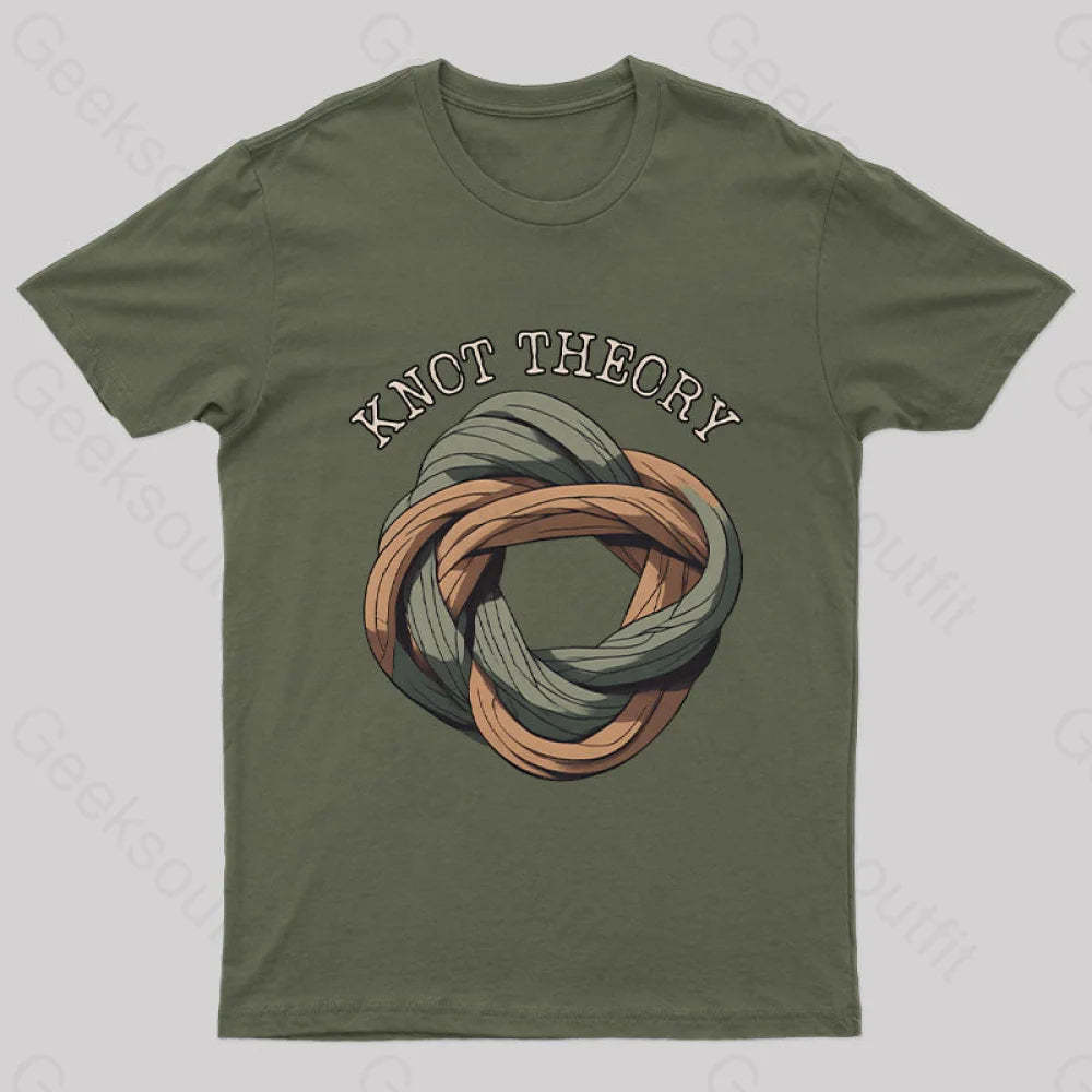 Unraveling Knot Theory: A Darkly Nerdy Pun Journey Geek T-Shirt Army Green / S