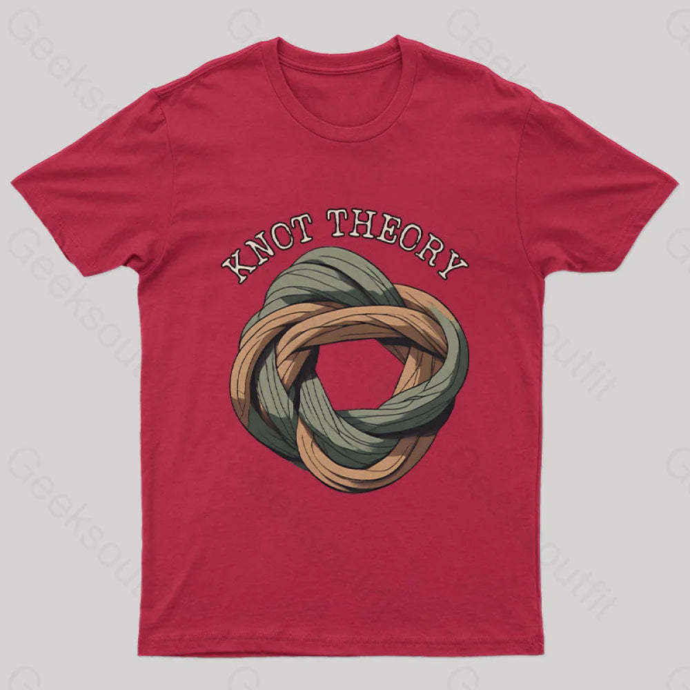 Unraveling Knot Theory: A Darkly Nerdy Pun Journey Geek T-Shirt Red / S