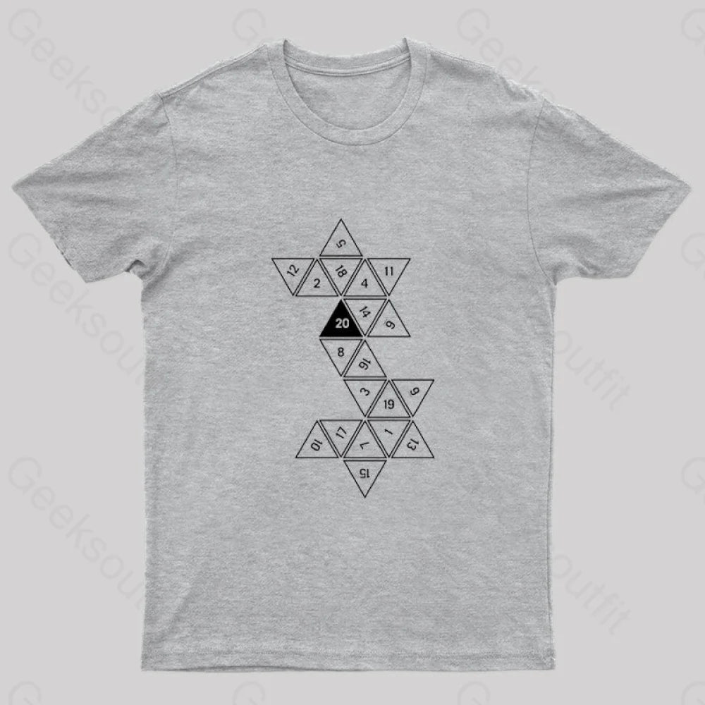 Unrolled D20 Geek T-Shirt Grey / S