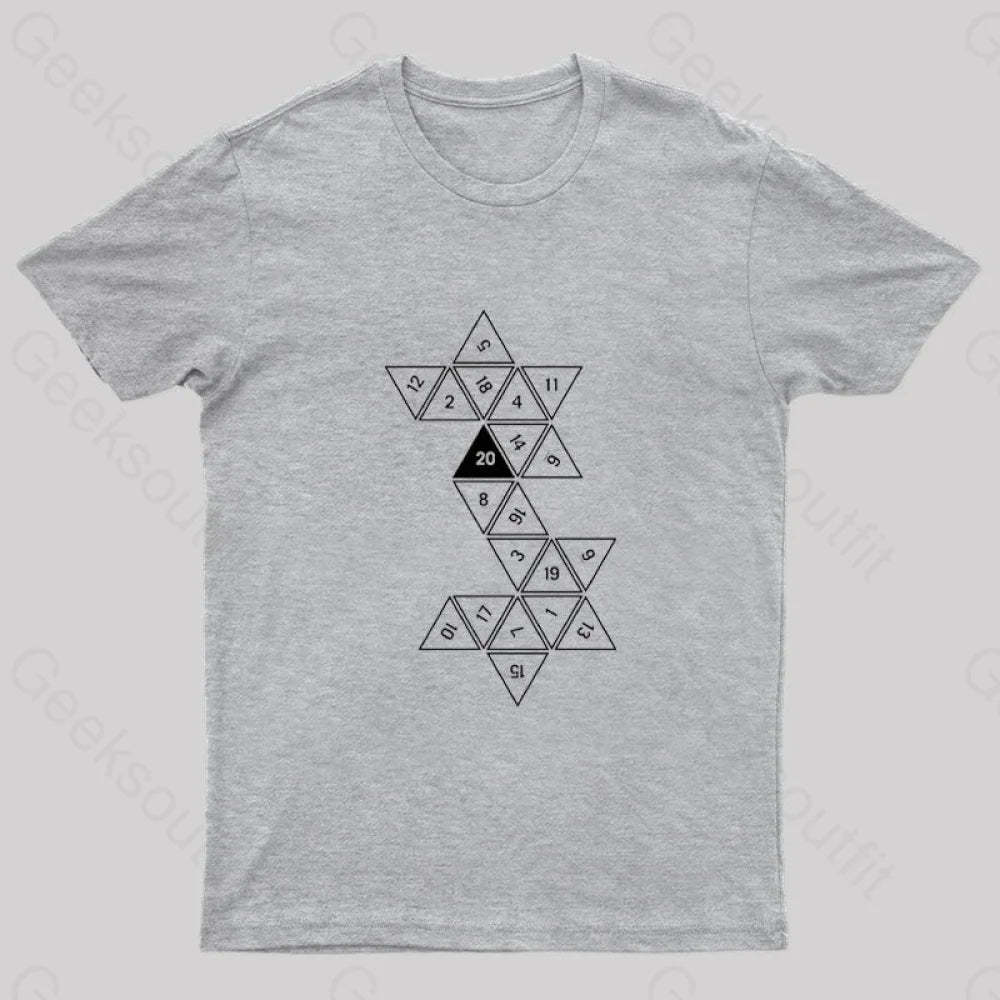 Unrolled D20 Geek T-Shirt Grey / S