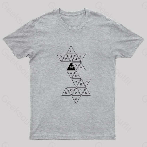 Unrolled D20 Geek T-Shirt Grey / S