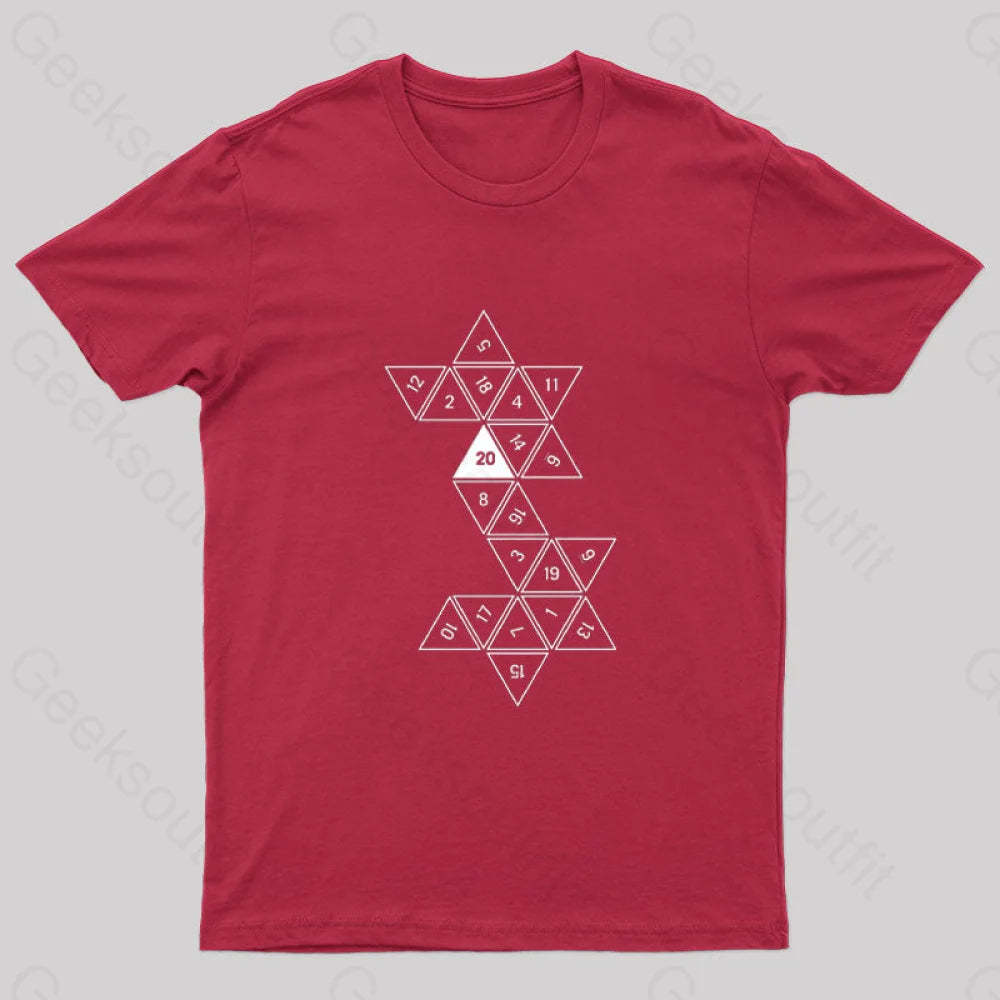 Unrolled D20 Geek T-Shirt Red / S