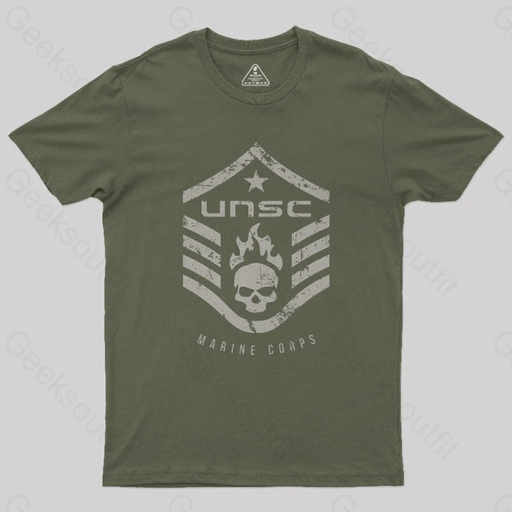 Unsc Halo Marine Corps Geek T-Shirt Army Green / S
