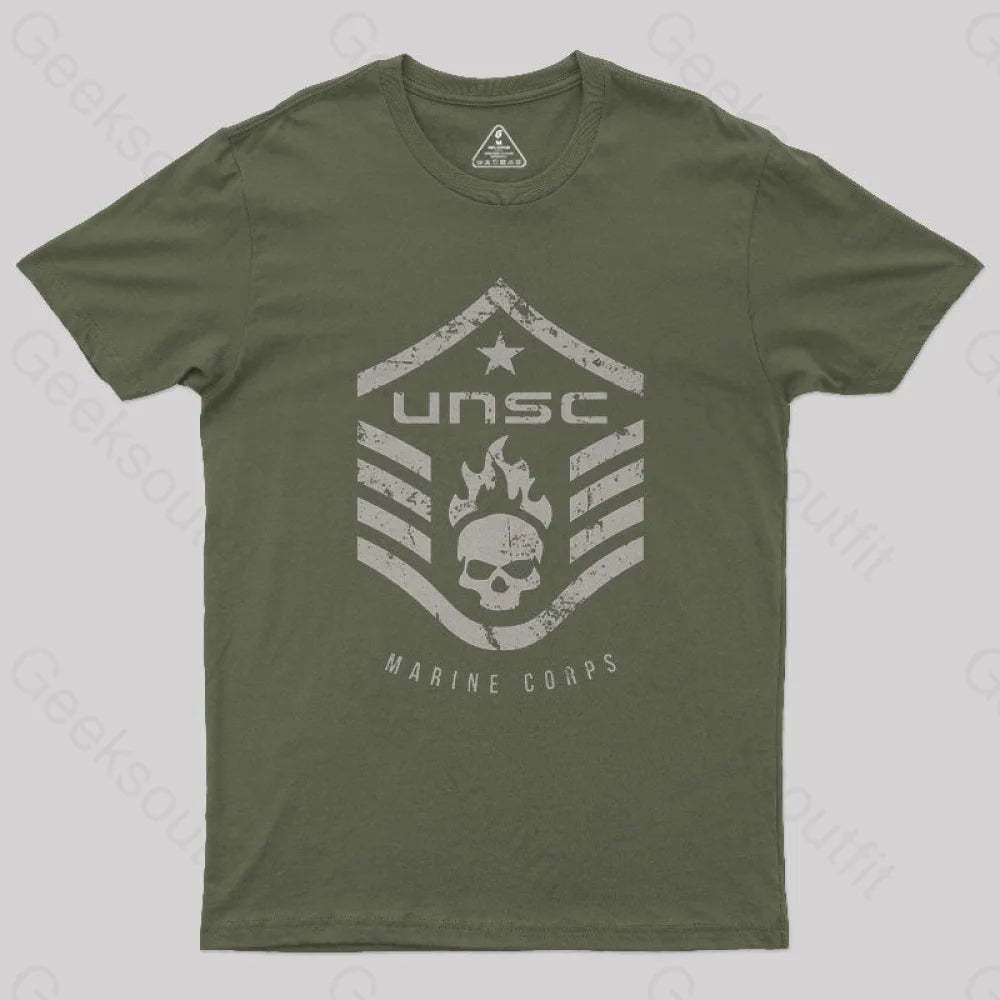 Unsc Halo Marine Corps Geek T-Shirt Army Green / S