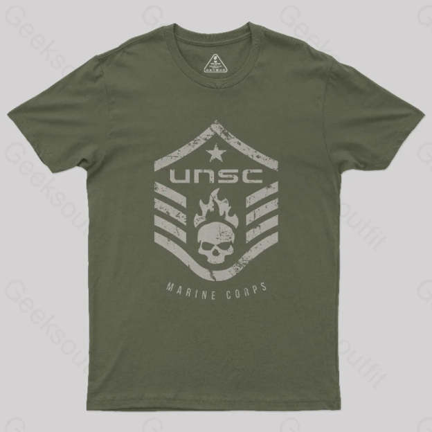 Unsc Halo Marine Corps Geek T-Shirt Army Green / S