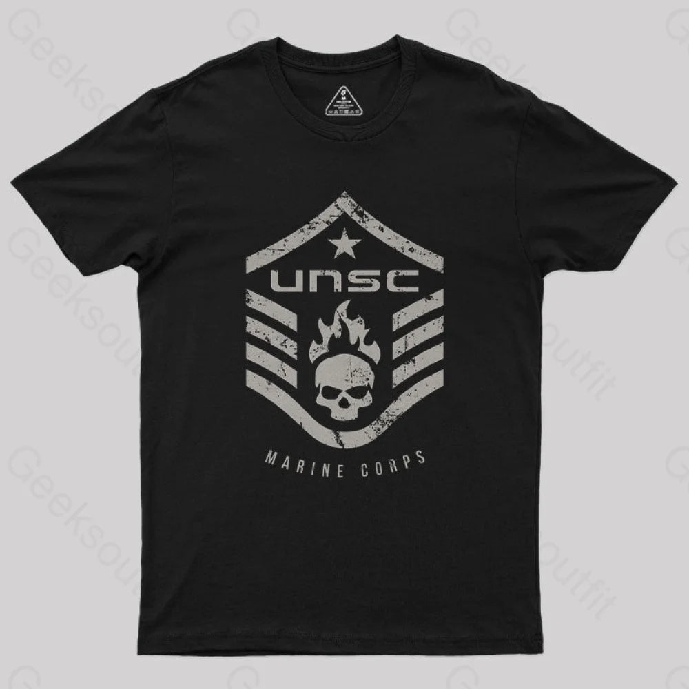Unsc Halo Marine Corps Geek T-Shirt Black / S
