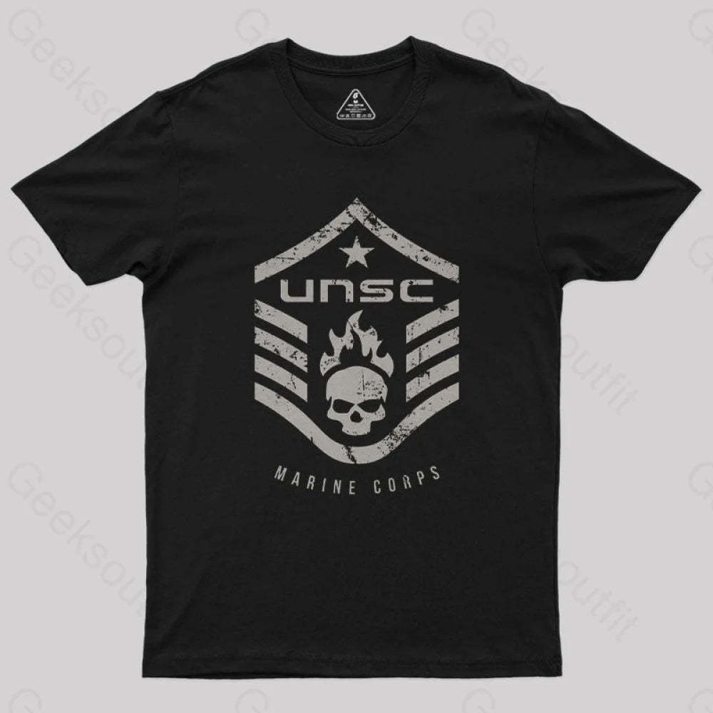 Unsc Halo Marine Corps Geek T-Shirt Black / S