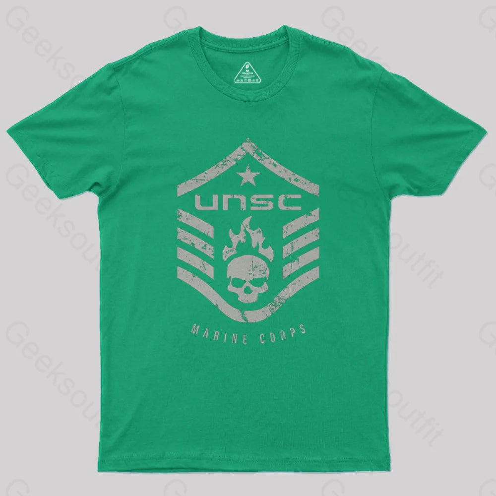 Unsc Halo Marine Corps Geek T-Shirt Green / S