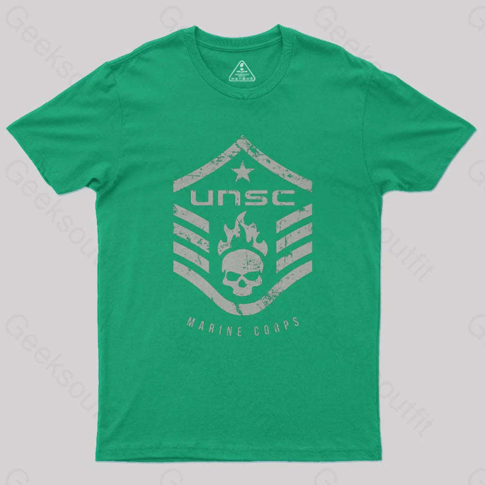 Unsc Halo Marine Corps Geek T-Shirt Green / S