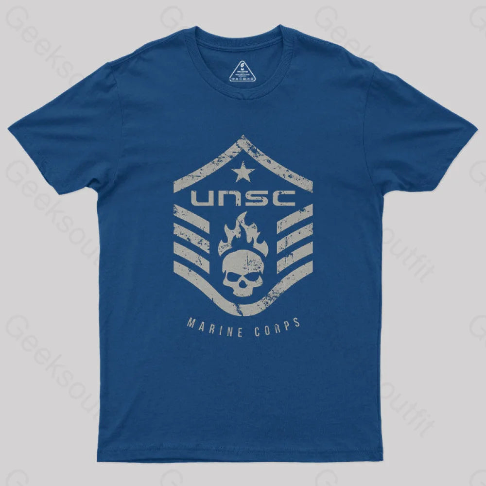 Unsc Halo Marine Corps Geek T-Shirt Navy / S
