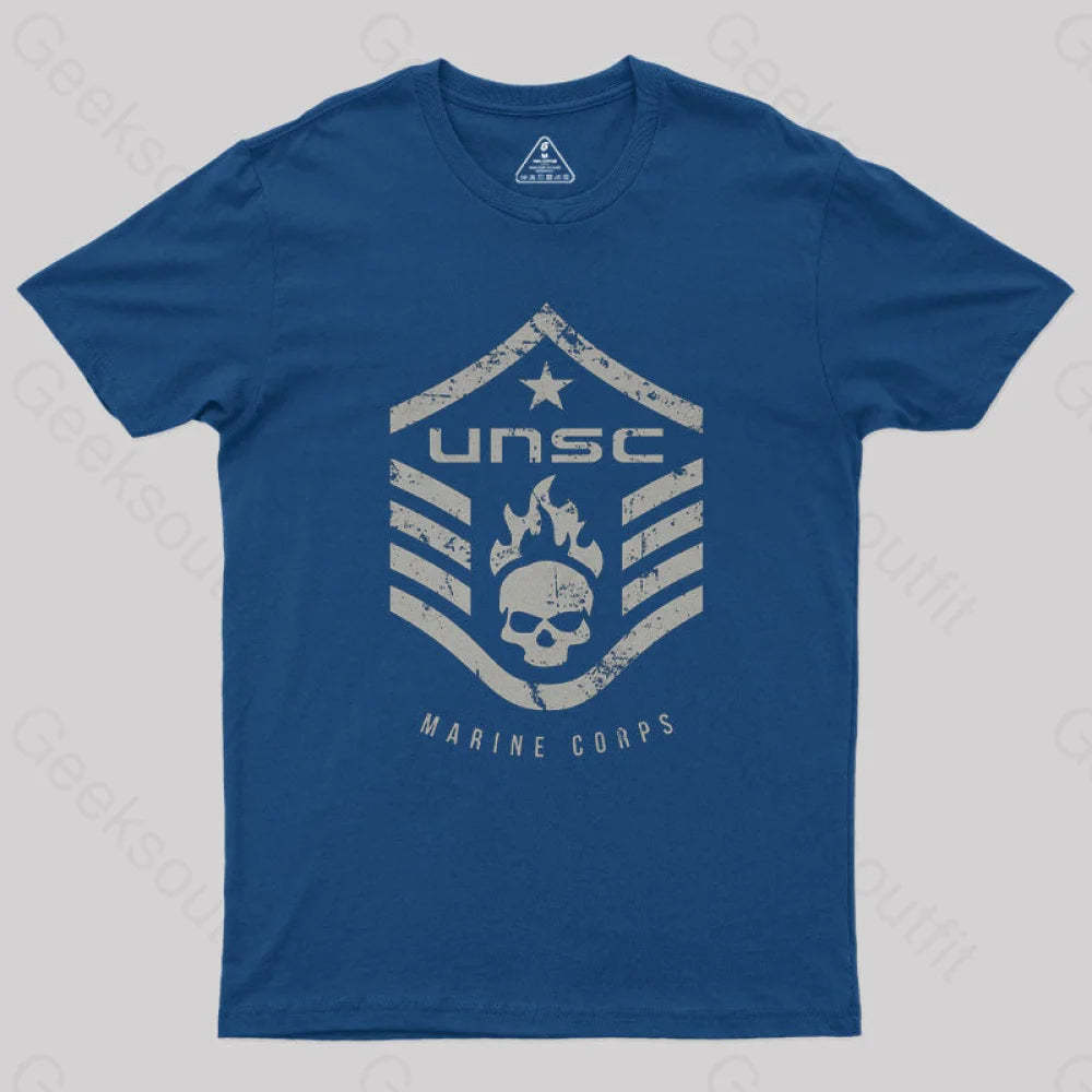 Unsc Halo Marine Corps Geek T-Shirt Navy / S