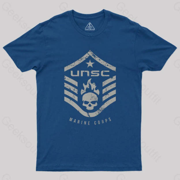 Unsc Halo Marine Corps Geek T-Shirt Navy / S