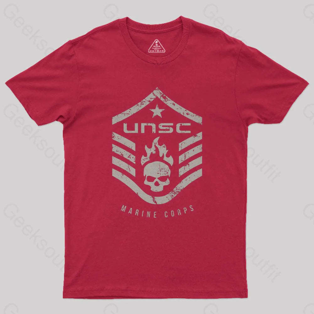 Unsc Halo Marine Corps Geek T-Shirt Red / S