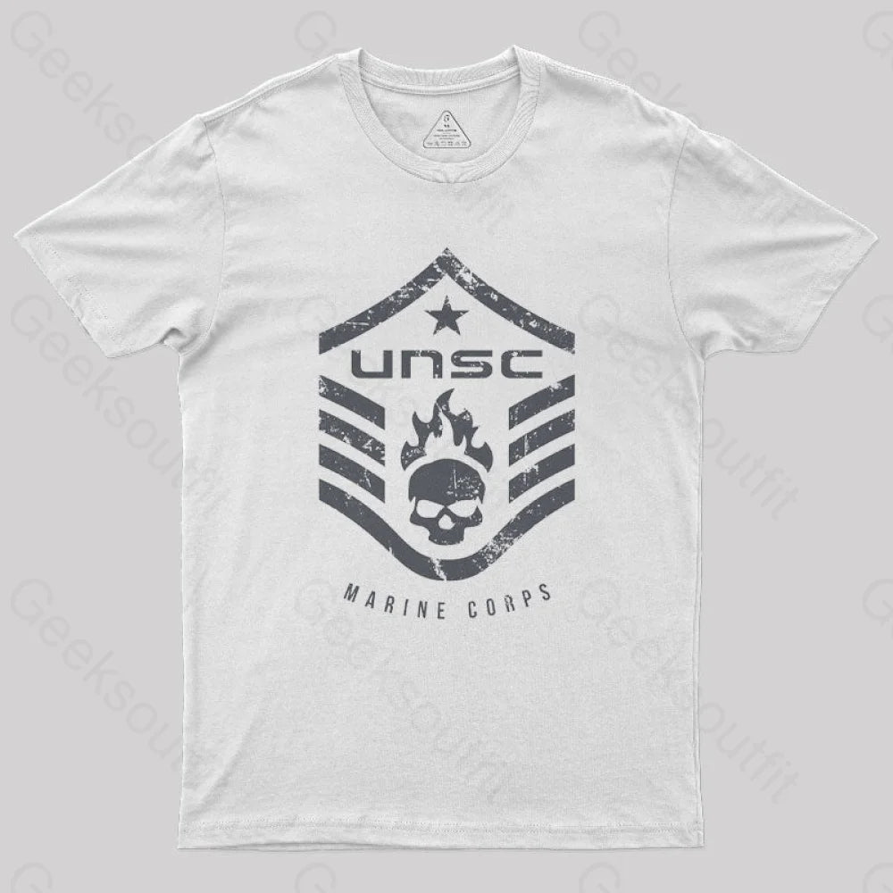 Unsc Halo Marine Corps Geek T-Shirt White / S