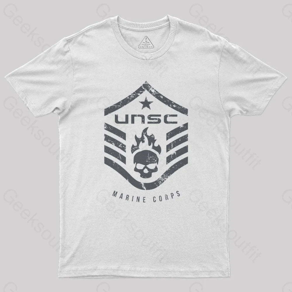 Unsc Halo Marine Corps Geek T-Shirt White / S