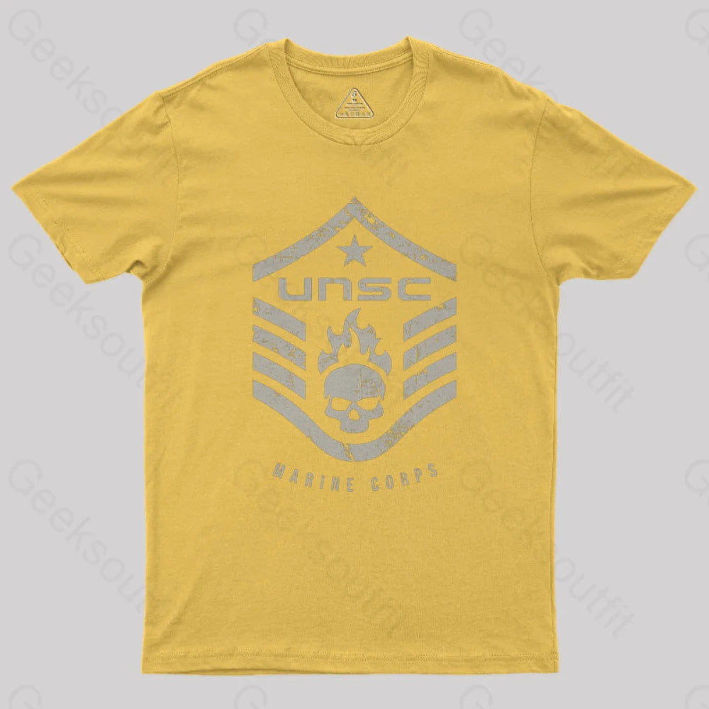Unsc Halo Marine Corps Geek T-Shirt Yellow / S