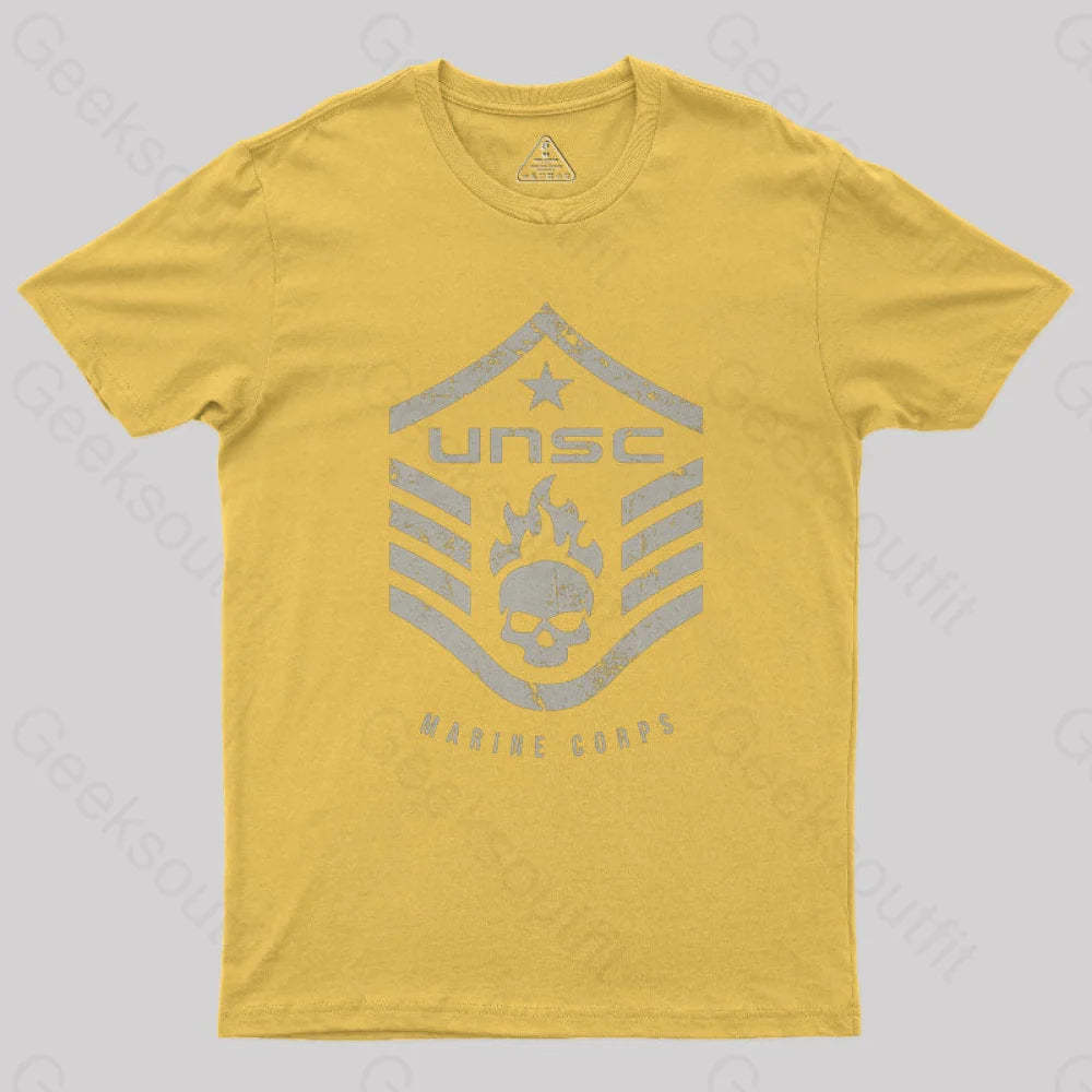 Unsc Halo Marine Corps Geek T-Shirt Yellow / S