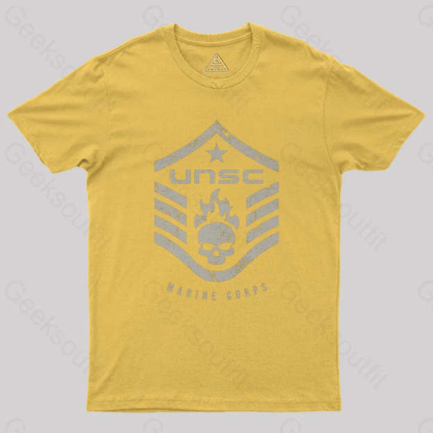 Unsc Halo Marine Corps Geek T-Shirt Yellow / S