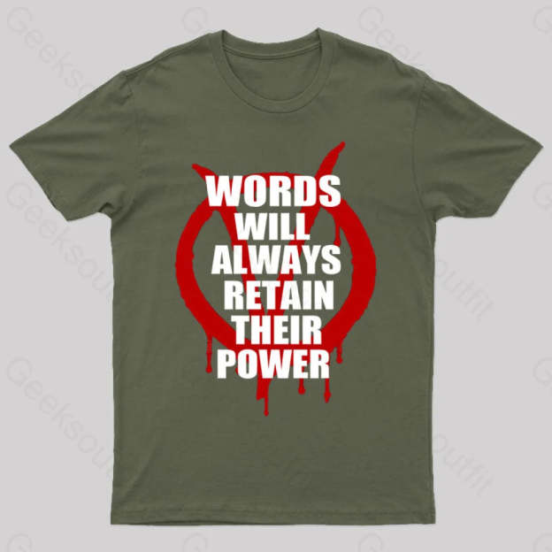 V For Vendetta Retain Their Power T-Shirt Army Green / S