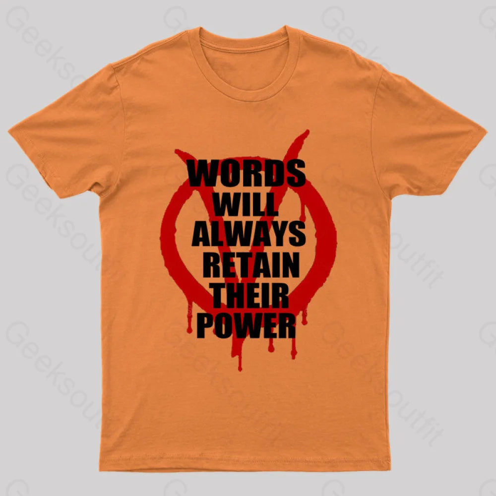 V For Vendetta Retain Their Power T-Shirt Orange / S