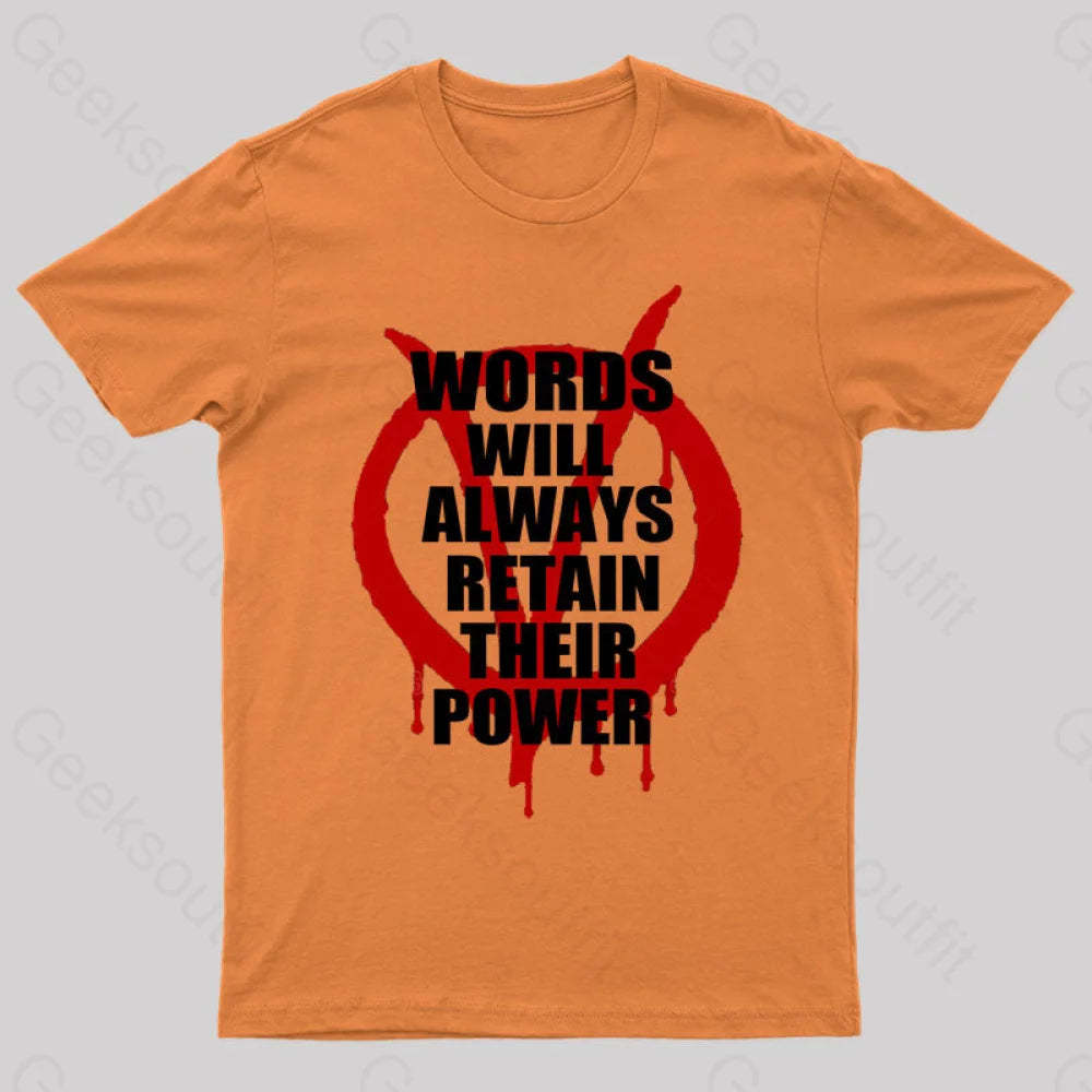 V For Vendetta Retain Their Power T-Shirt Orange / S