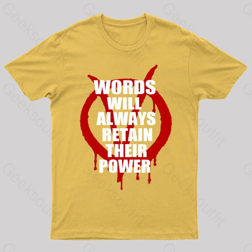 V For Vendetta Retain Their Power T-Shirt Yellow / S