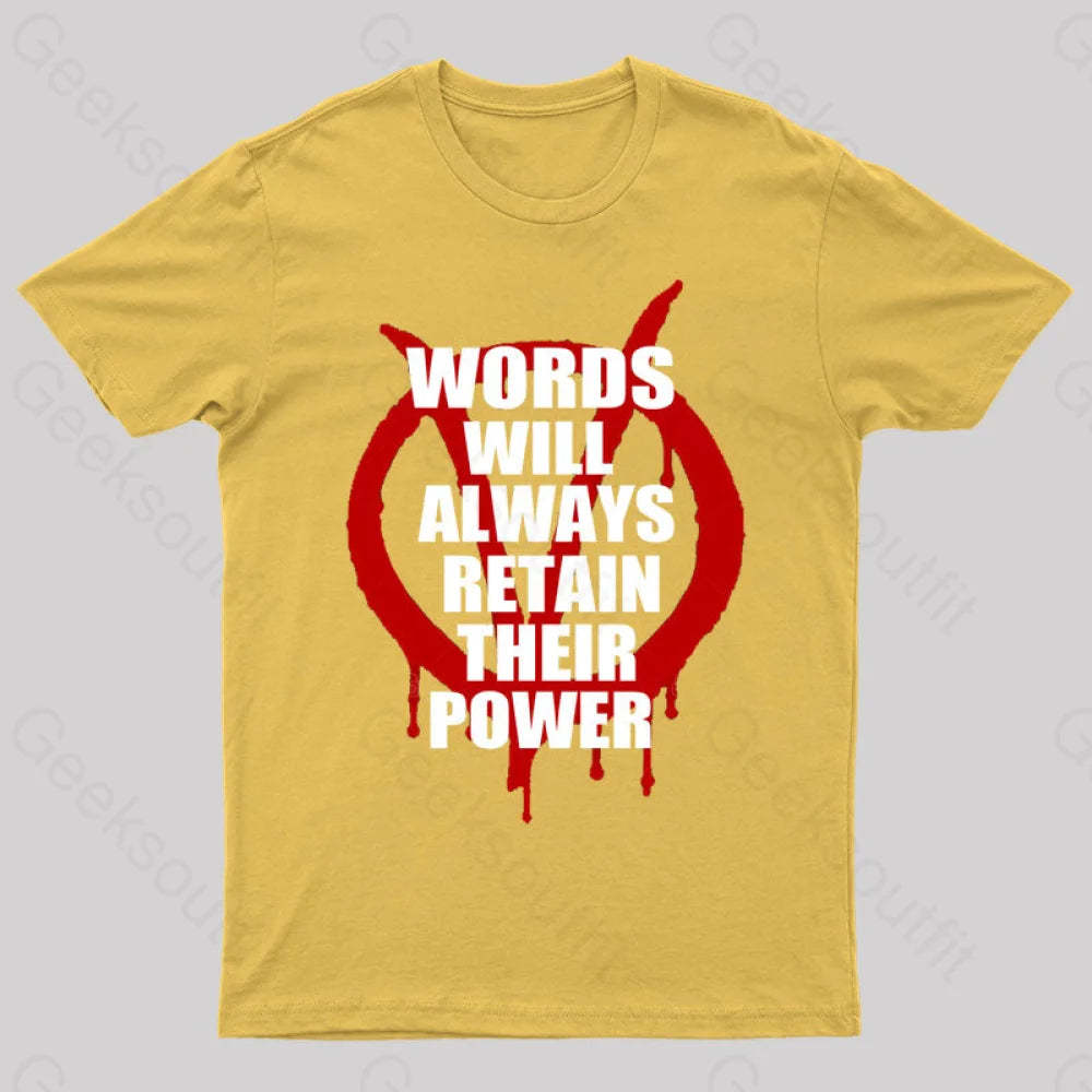 V For Vendetta Retain Their Power T-Shirt Yellow / S