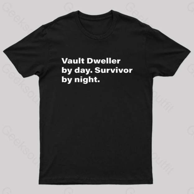 Vault Dweller Byday Survivor By Night Nerd T-Shirt Black / S