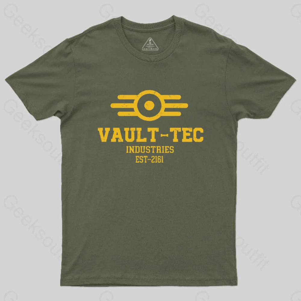 Vault Tec Industries Geek T-Shirt Army Green / S