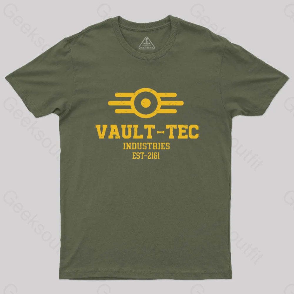 Vault Tec Industries Geek T-Shirt Army Green / S