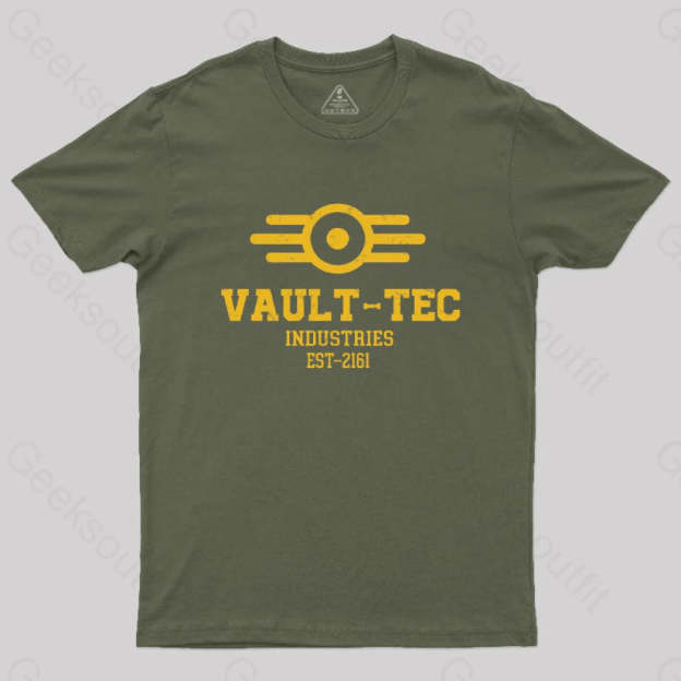Vault Tec Industries Geek T-Shirt Army Green / S