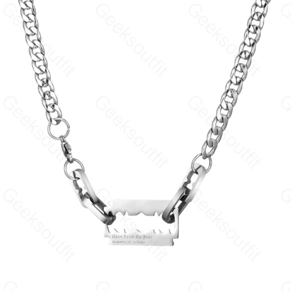 Versatile Razor Blade Patchwork Necklace