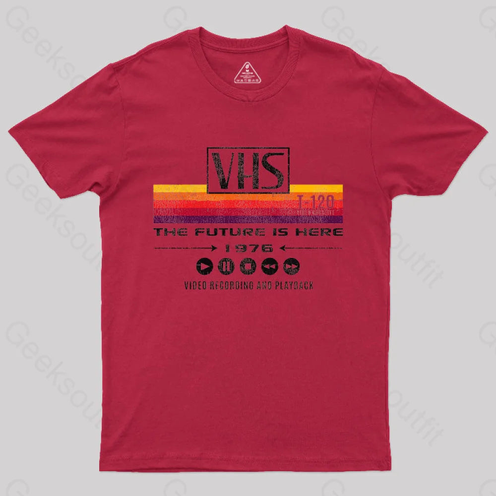 Geeksoutfit VHS The Future Is Here 1976 T-Shirt for Sale