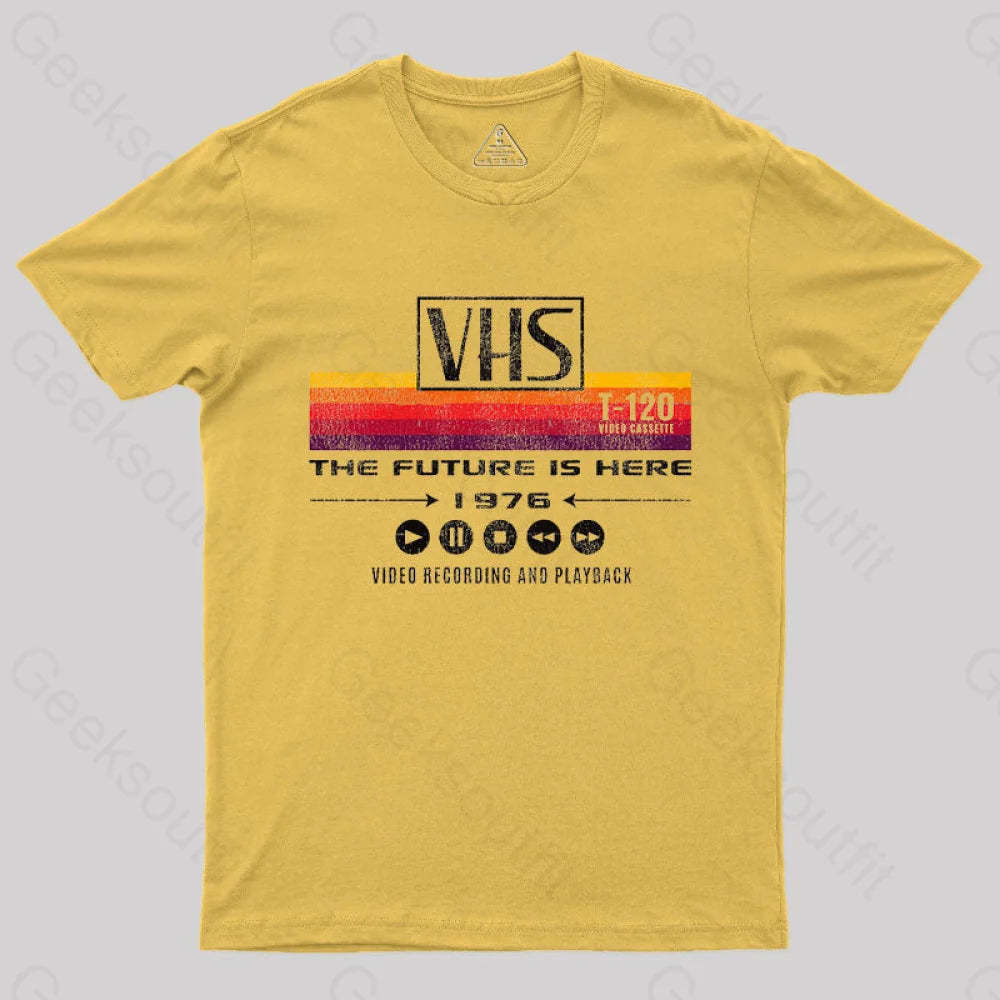 Geeksoutfit VHS The Future Is Here 1976 T-Shirt for Sale