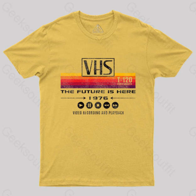 Vhs The Future Is Here 1976 T-Shirt Yellow / S