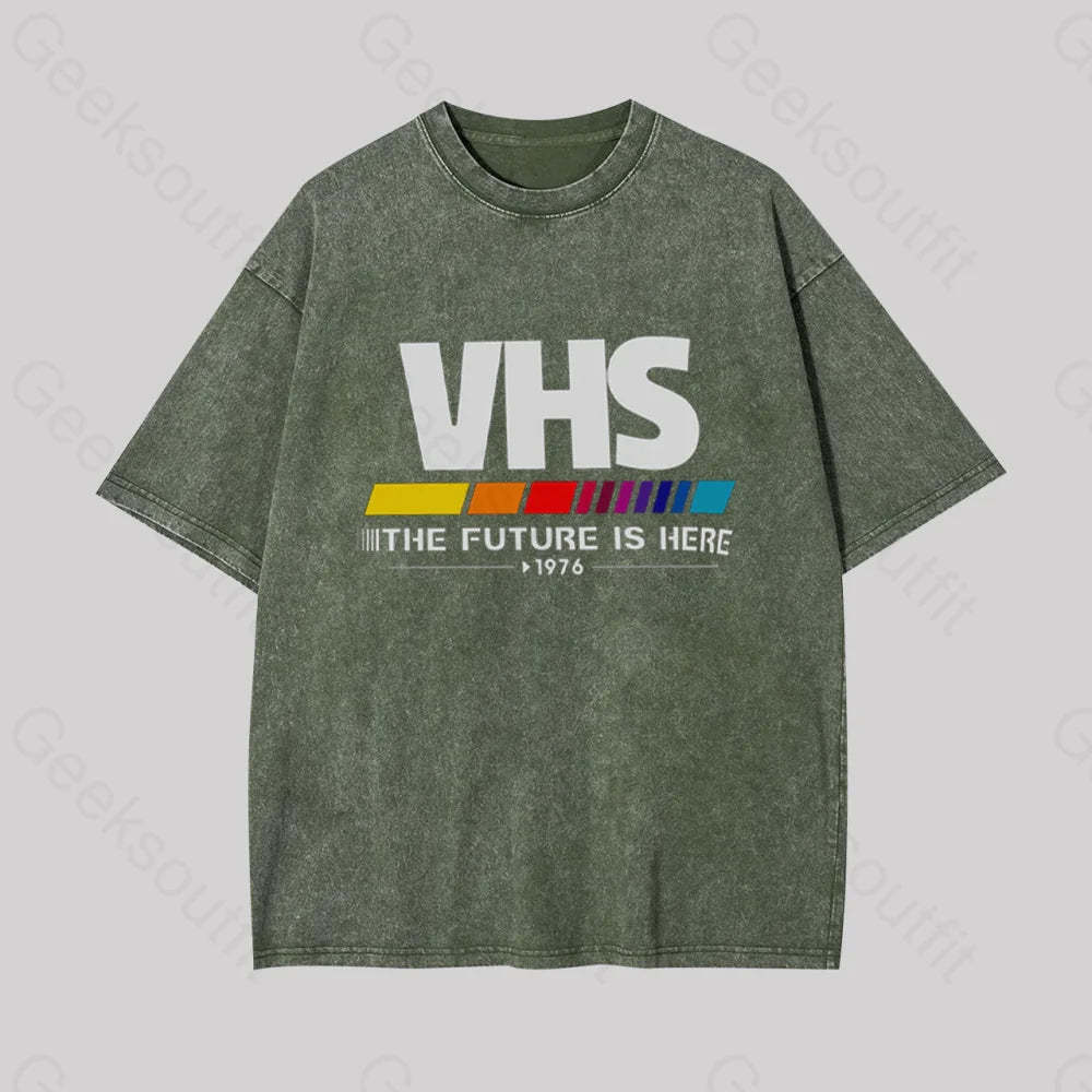 Vhs ��C The Future Is Now Geek Washed T-Shirt Armygreen / S