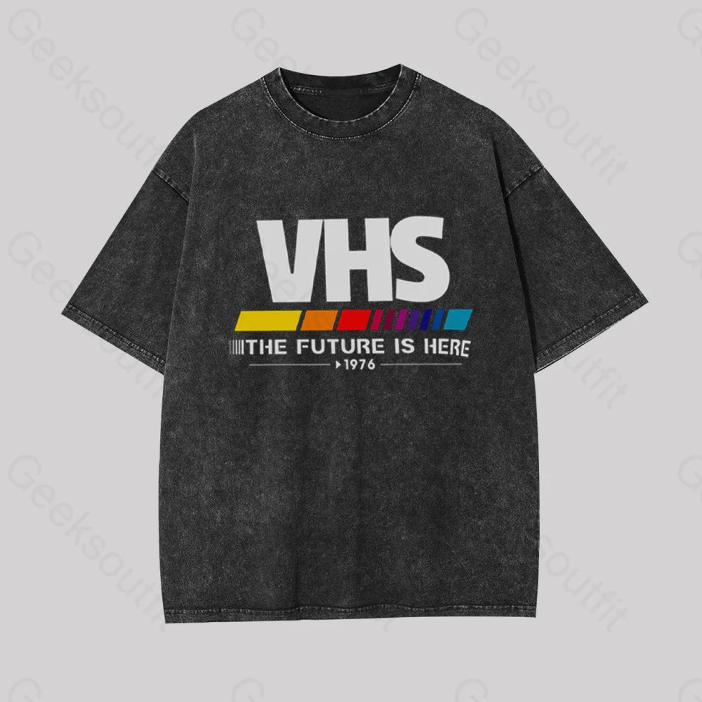 Vhs ��C The Future Is Now Geek Washed T-Shirt Black / S