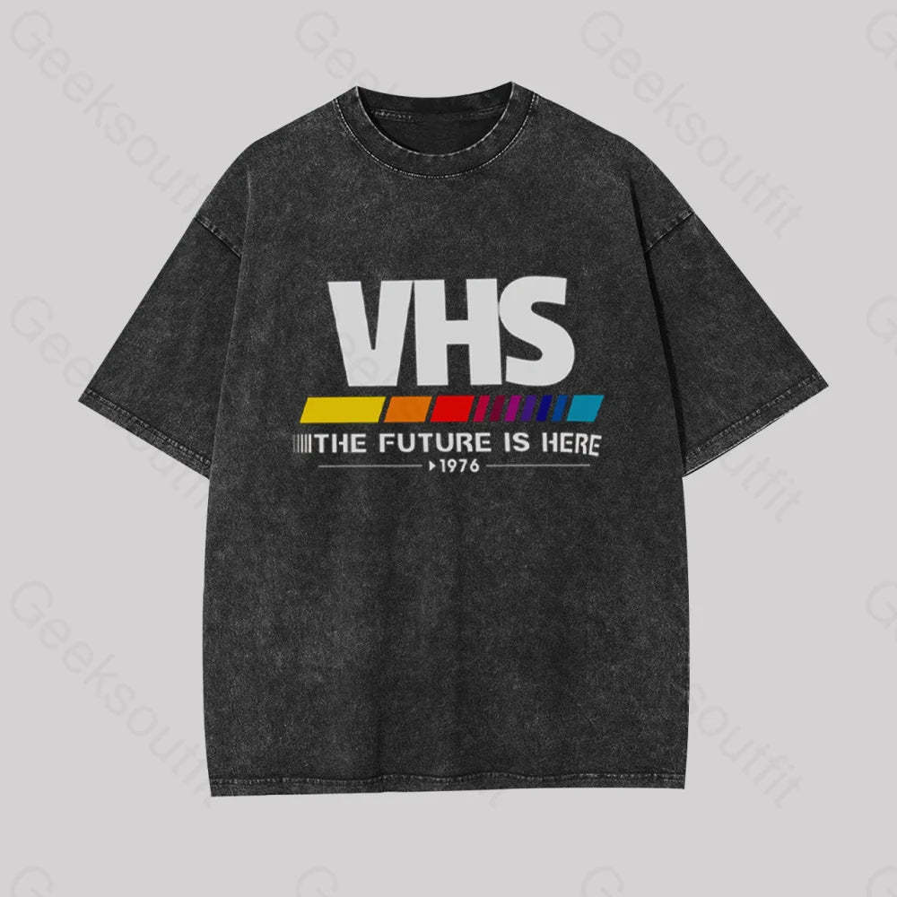 Vhs ��C The Future Is Now Geek Washed T-Shirt Black / S