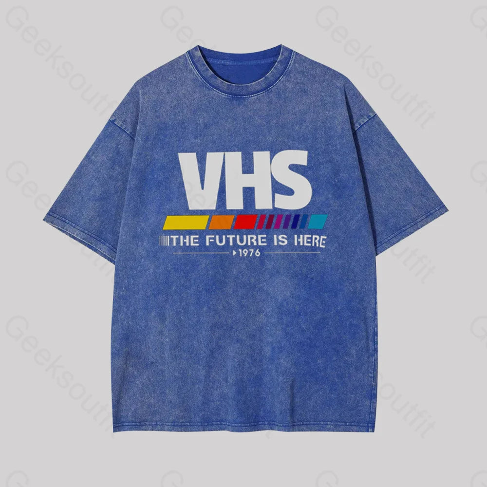 Vhs ��C The Future Is Now Geek Washed T-Shirt Blue / S