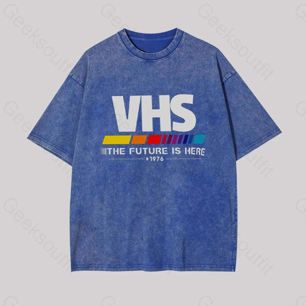 Vhs ��C The Future Is Now Geek Washed T-Shirt Blue / S
