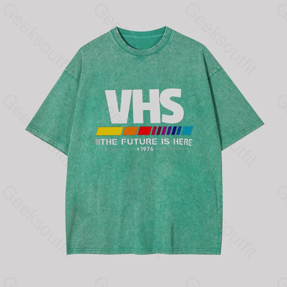 Vhs ��C The Future Is Now Geek Washed T-Shirt Grass Green / S