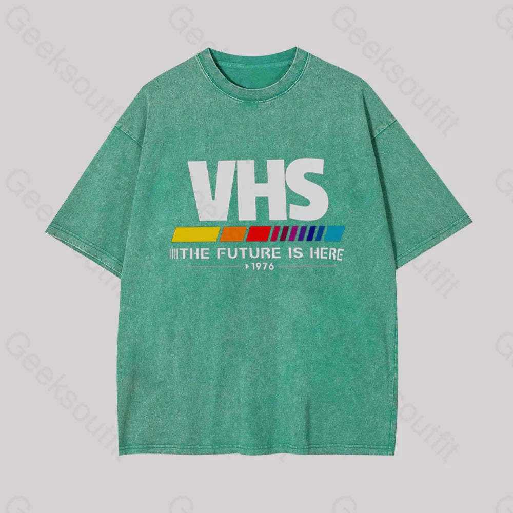 Vhs ��C The Future Is Now Geek Washed T-Shirt Grass Green / S