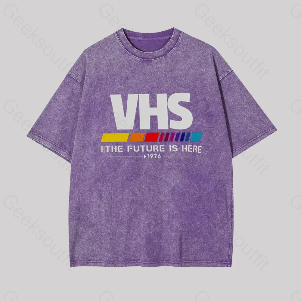 Vhs ��C The Future Is Now Geek Washed T-Shirt Purple / S