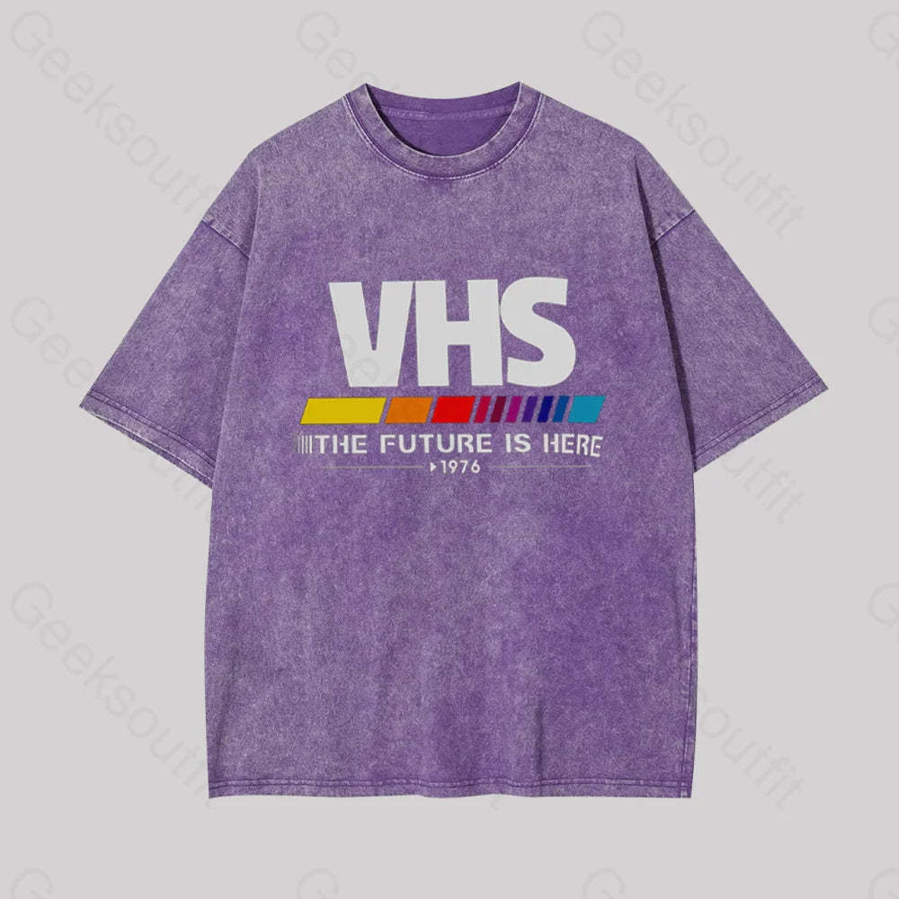 Vhs ��C The Future Is Now Geek Washed T-Shirt Purple / S